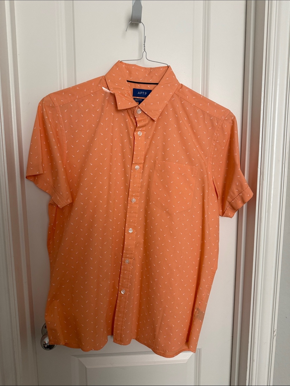 Apt. 9 Short-Sleeve Orange Micro-Print Guitars Button-Down Shirt